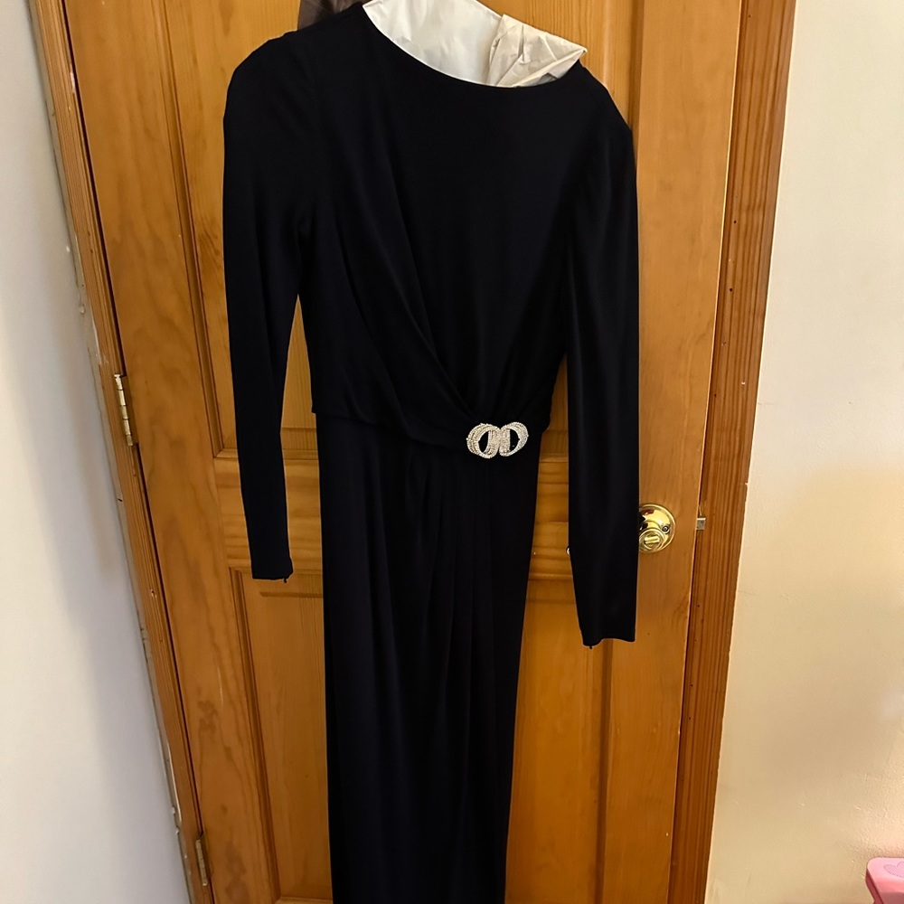 david meister navy gown